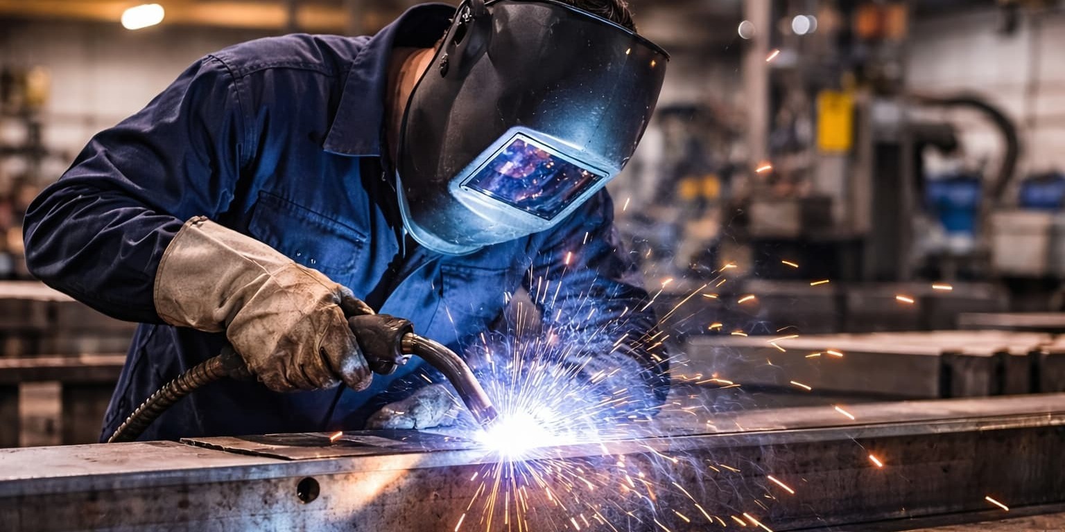 Welding bright sparks in action